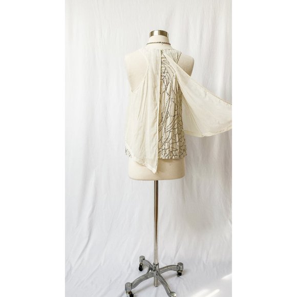 Robert Rodriguez Ivory Silk & Sequin Layer Holiday Party Top - Picture 4 of 8